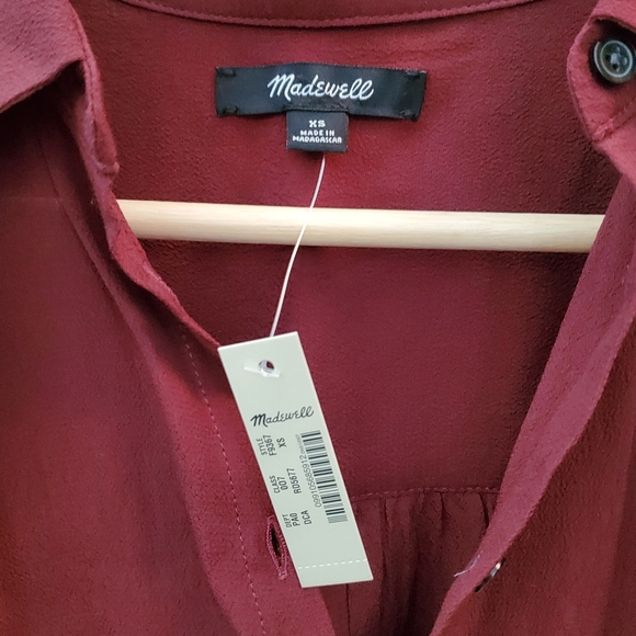 Madewell Central Drapey Shirt - maroon burgundy - Picture 1 of 2